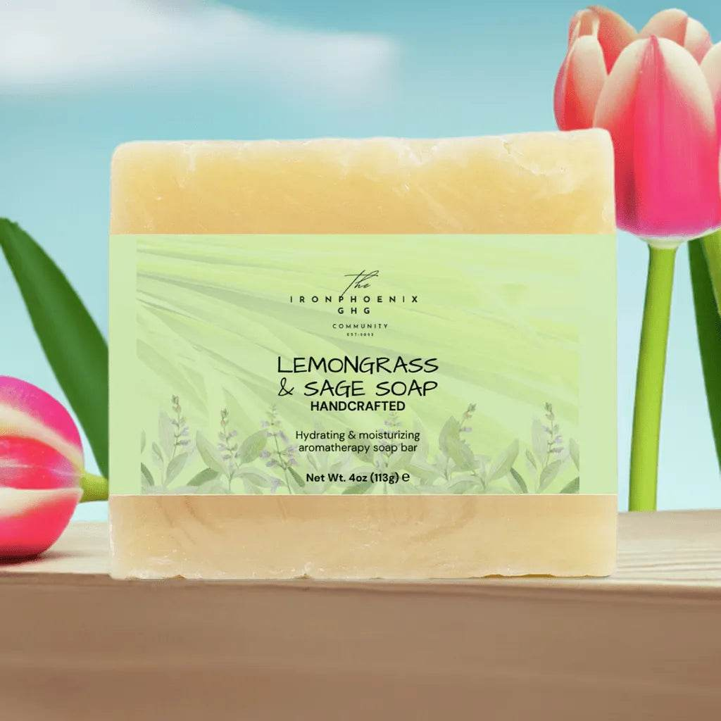 Lemongrass Sage Soap 4oz, Organic Calm, Sensitive Skin Care