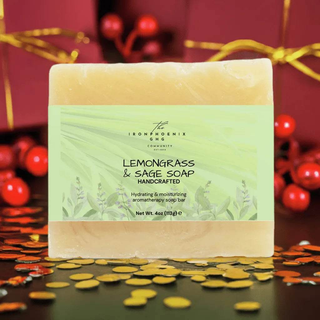 Lemongrass Sage Soap 4oz, Organic Calm, Sensitive Skin Care - Iron Phoenix GHG