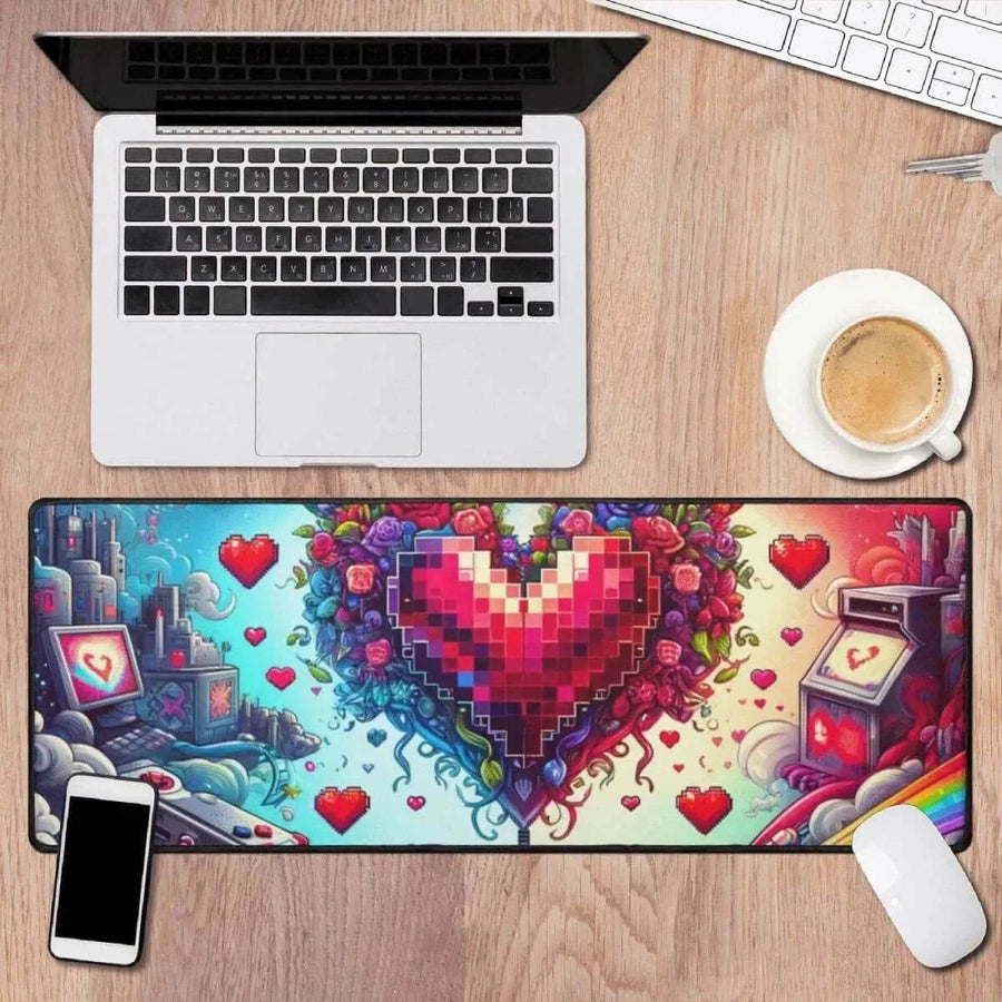 Pixel Heart Desk Mat | Love Inspired Gaming Mouse Pad - Iron Phoenix GHG