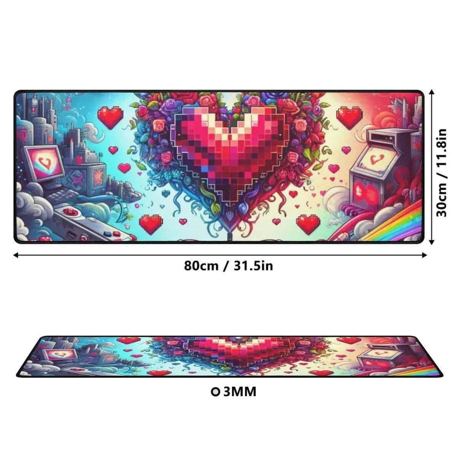 Pixel Heart Desk Mat | Love Inspired Gaming Mouse Pad - Iron Phoenix GHG