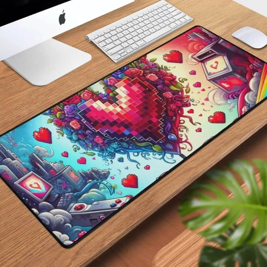 Pixel Heart Desk Mat | Love Inspired Gaming Mouse Pad - Iron Phoenix GHG