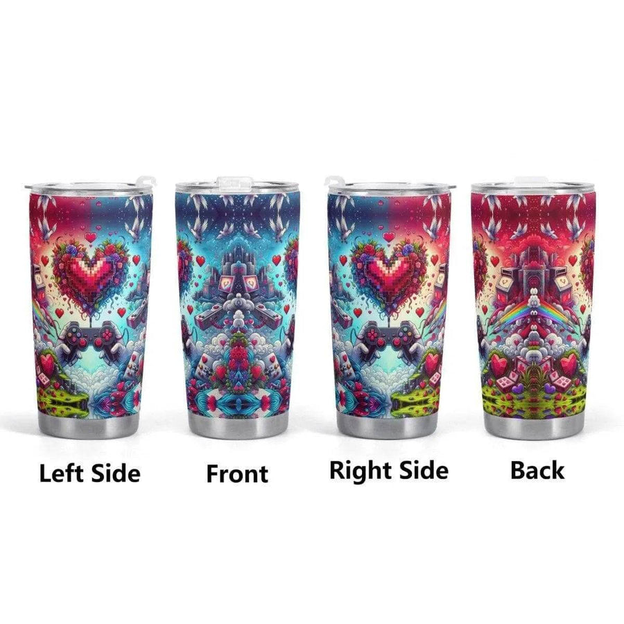 Pixel Heart Gaming Tumbler | Love Game Insulated Mug - Iron Phoenix GHG