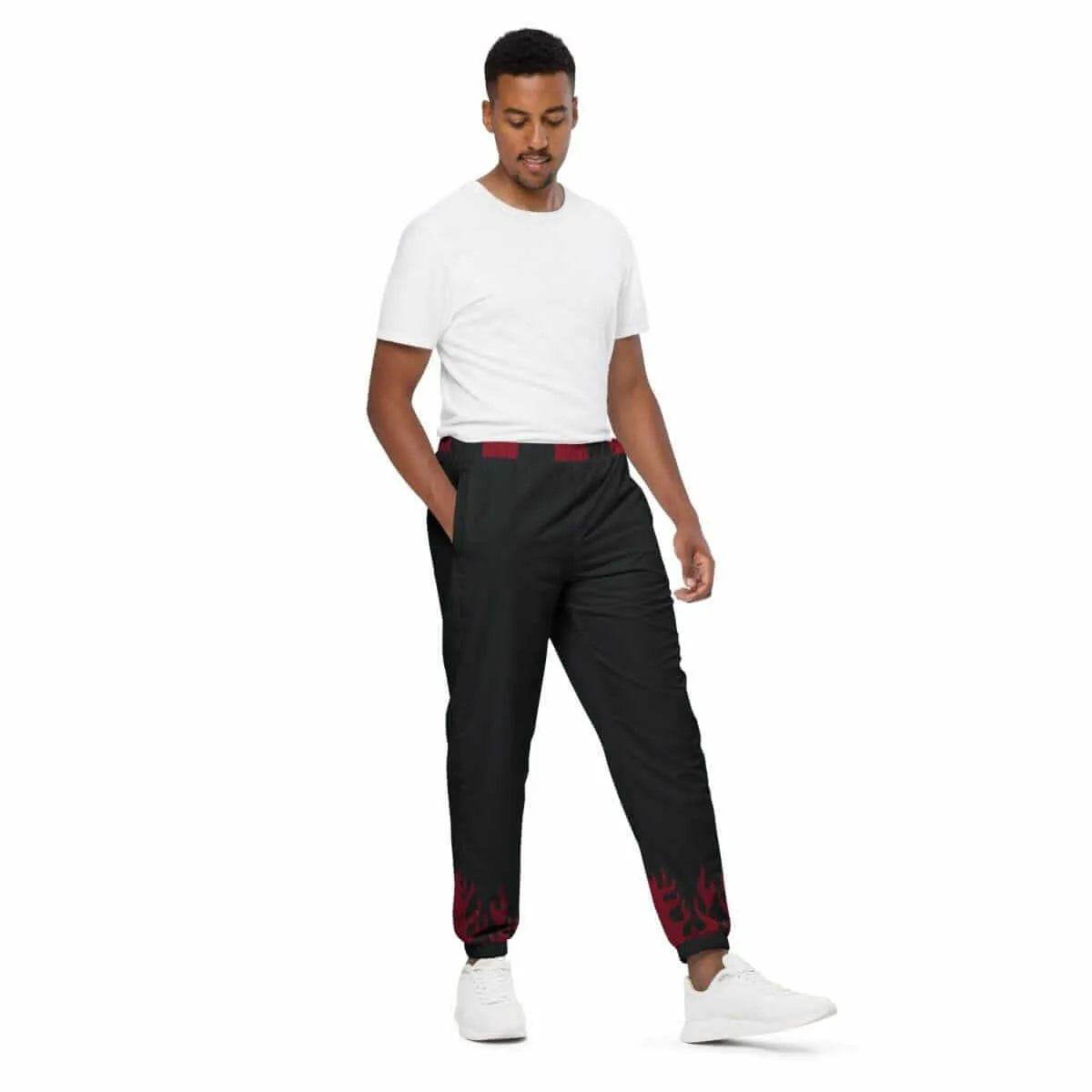 Maroon Accent Track Pants - Active Comfort - Iron Phoenix GHG