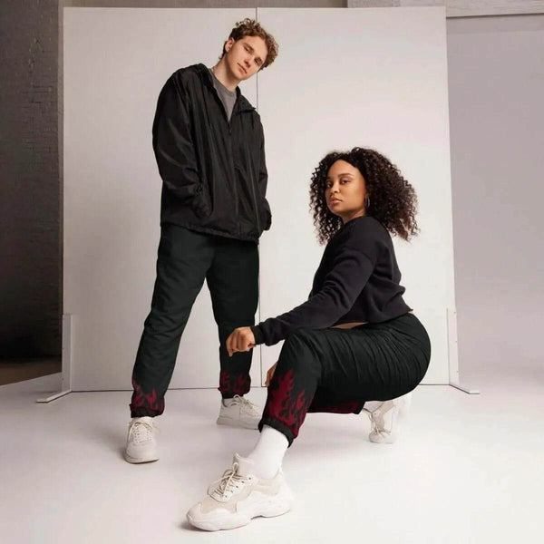 "Maroon Flame" Unisex Track Pants | Iron Phoenix GHG - Iron Phoenix GHG