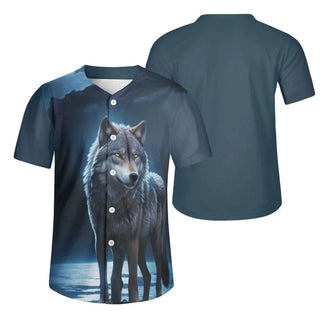 Wolf Graphic Baseball Jersey | Moonlight Spirit Animal Shirt - Iron Phoenix GHG