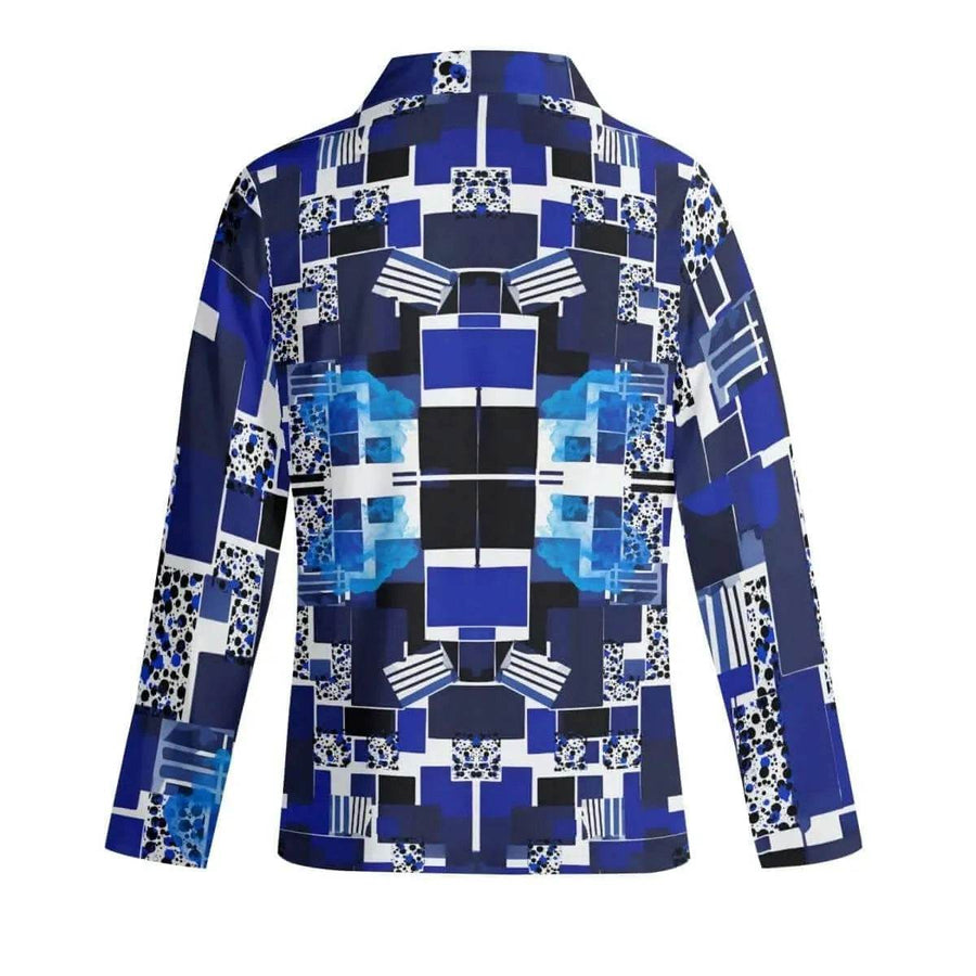 Blue Geometric Pajama Set | Modern Gamer Loungewear - Iron Phoenix GHG