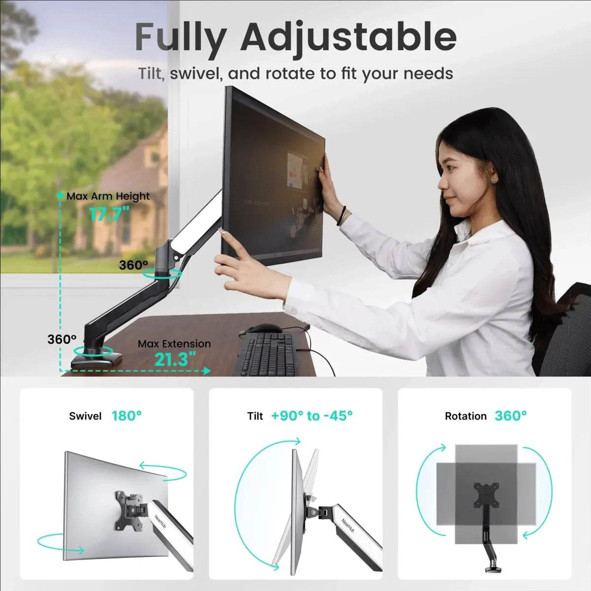Dual Arm Monitor Stand 32in Eco Mount - Iron Phoenix GHG