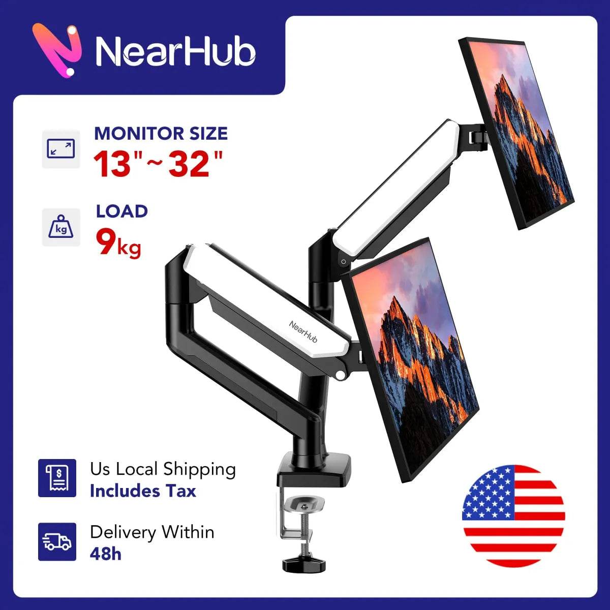 Dual Arm Monitor Stand 32in Eco Mount - Iron Phoenix GHG