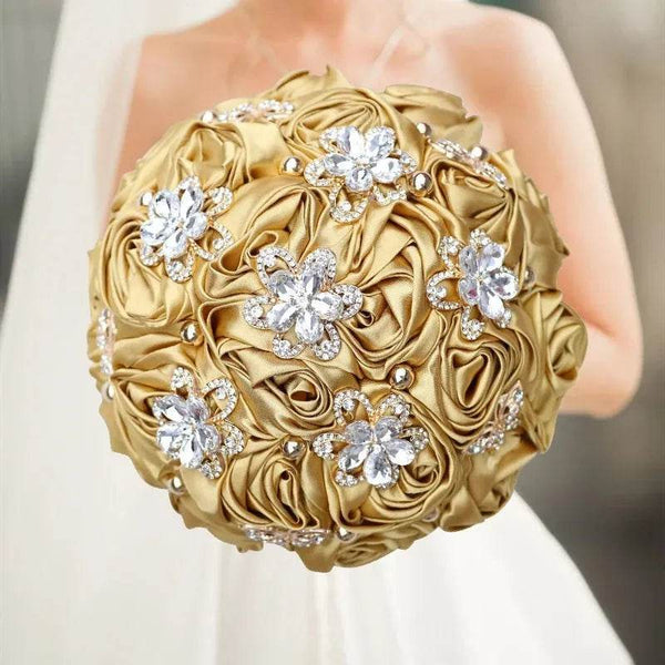 Multi-Color Bridal Bouquet - Gold Eco Roses - Iron Phoenix GHG