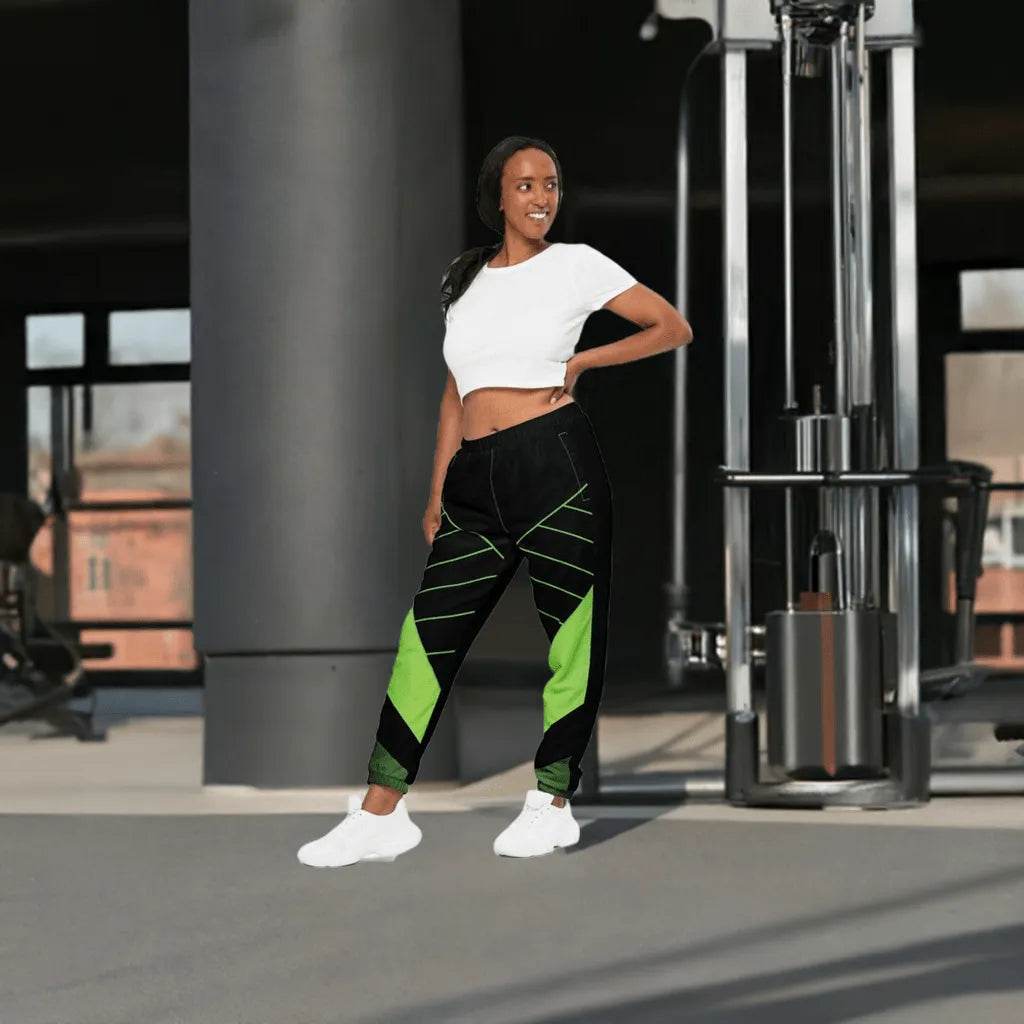 Neon Green and Black Track Pants - Eco Gamer Comfort - Iron Phoenix GHG
