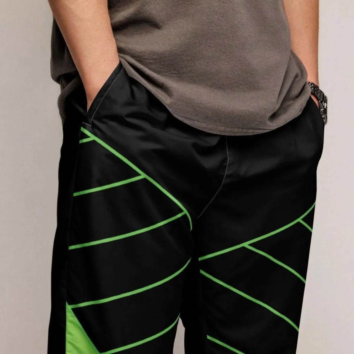 Neon Green and Black Track Pants - Eco Gamer Comfort - Iron Phoenix GHG
