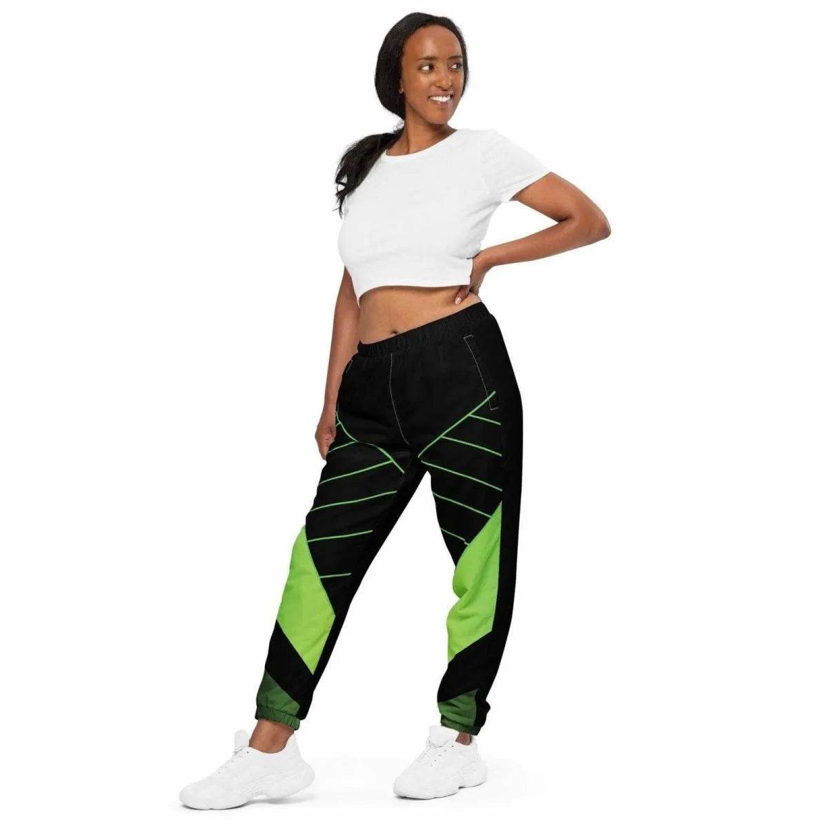 Neon Green and Black Track Pants - Eco Gamer Comfort - Iron Phoenix GHG