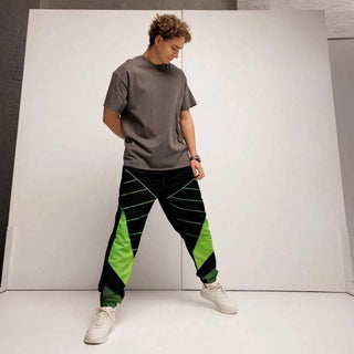 Neon Green and Black Track Pants - Eco Gamer Comfort - Iron Phoenix GHG