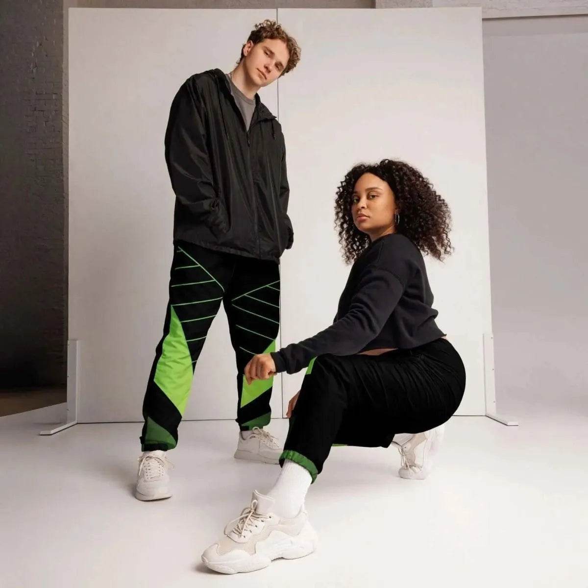 Neon Green and Black Track Pants - Eco Gamer Comfort - Iron Phoenix GHG