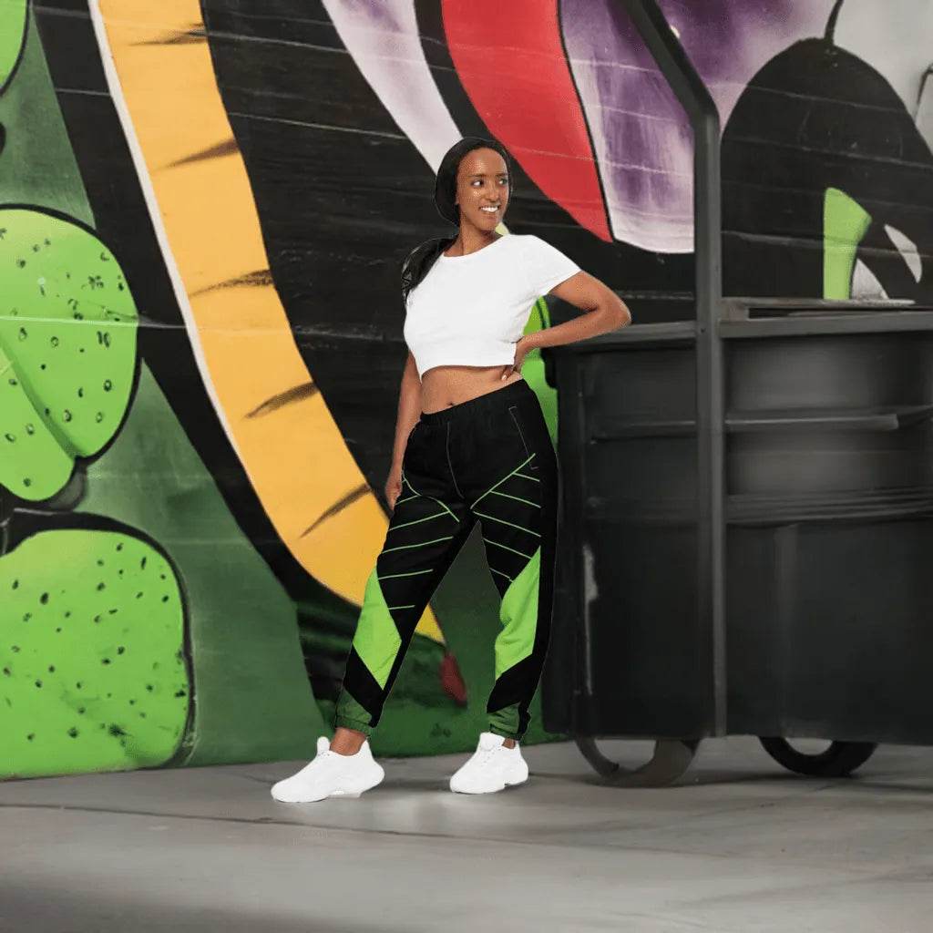 Neon Green and Black Track Pants - Eco Gamer Comfort - Iron Phoenix GHG
