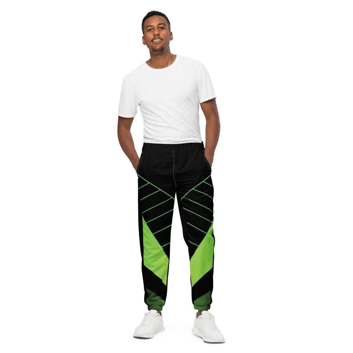 Neon Green and Black Track Pants - Eco Gamer Comfort - Iron Phoenix GHG
