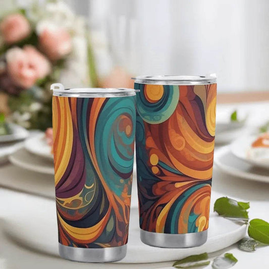Orange Flowy Car Cup - Stylish and Functional Travel Mug - Iron Phoenix GHG