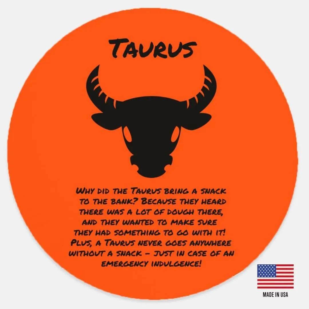 Orange Taurus Zodiac Wood Sign - Astrological Home Decor - Iron Phoenix GHG