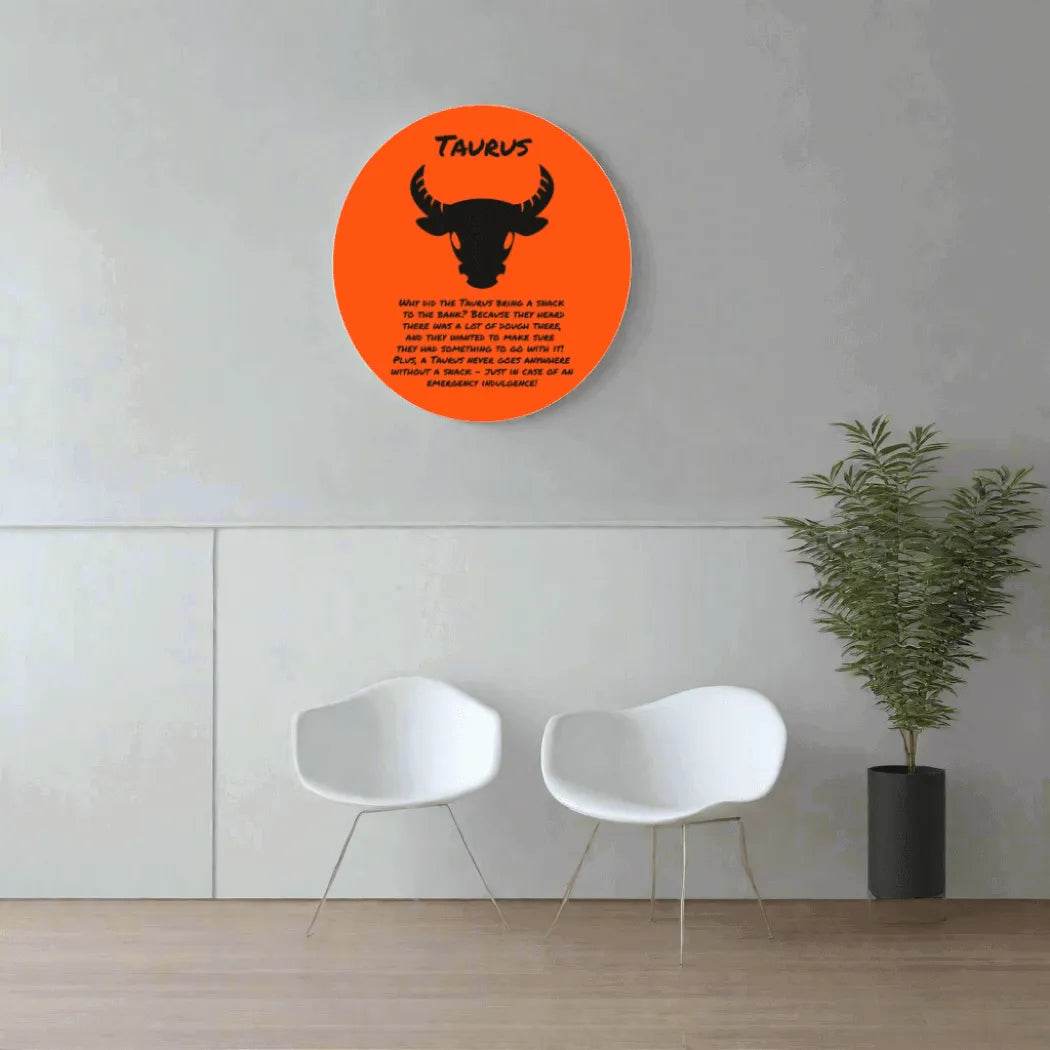Orange Taurus Zodiac Wood Sign - Astrological Home Decor - Iron Phoenix GHG