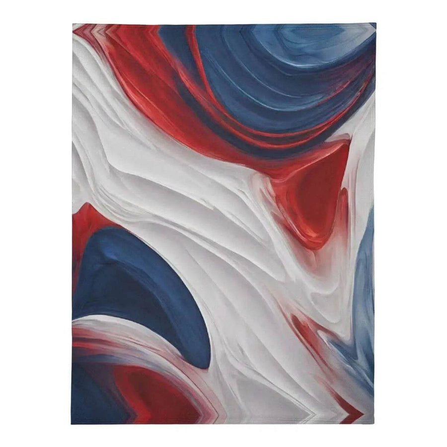 Patriotic Abstract Blanket | Red White Blue Fleece Throw - Iron Phoenix GHG