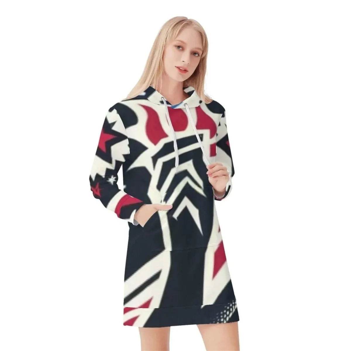 Patriotic Hoodie Dress for Women - Trendy Gamer Style Celebrating USA - Iron Phoenix GHG