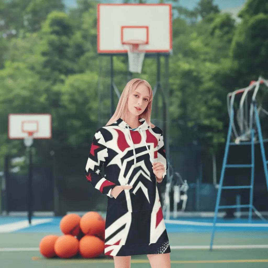 Patriotic Hoodie Dress for Women - Trendy Gamer Style Celebrating USA - Iron Phoenix GHG