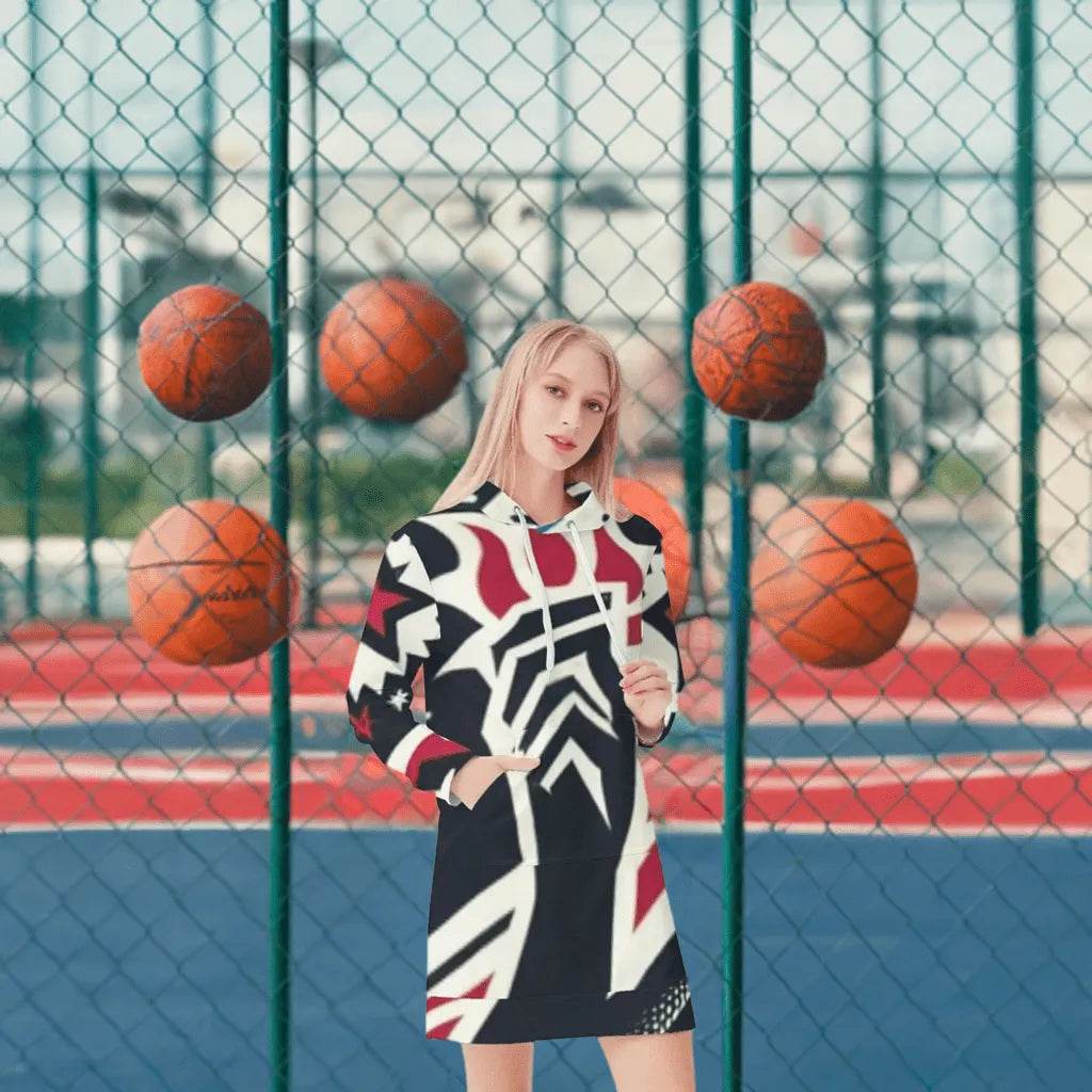 Patriotic Hoodie Dress for Women - Trendy Gamer Style Celebrating USA - Iron Phoenix GHG