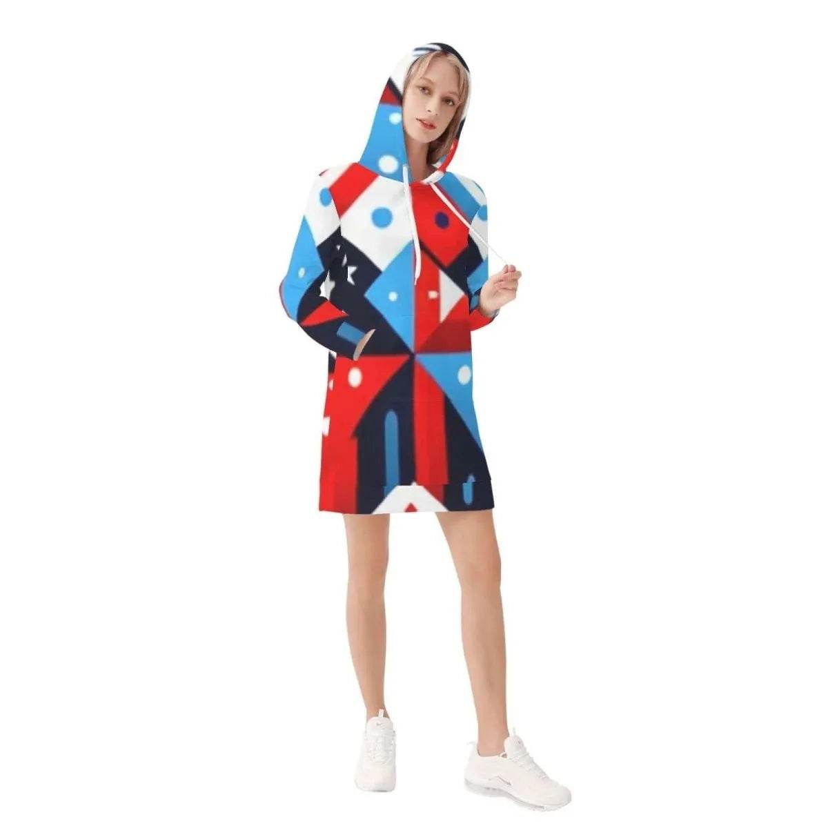 Patriotic Hoodie Dress for Women - Trendy Gamer Style Celebrating USA - Iron Phoenix GHG
