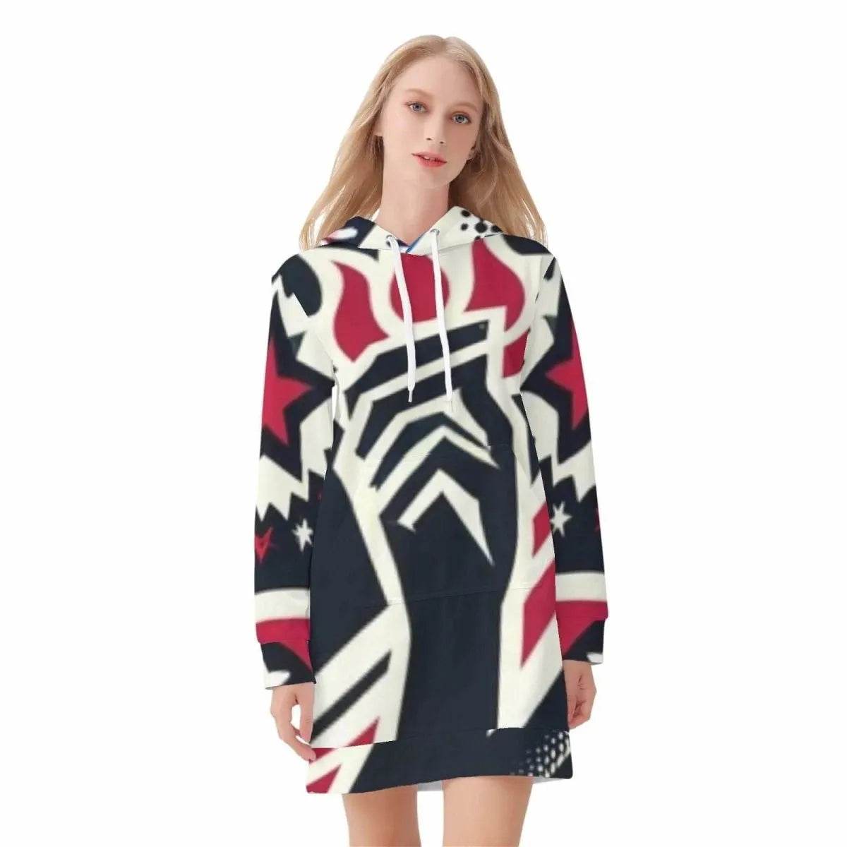 Patriotic Hoodie Dress for Women - Trendy Gamer Style Celebrating USA - Iron Phoenix GHG