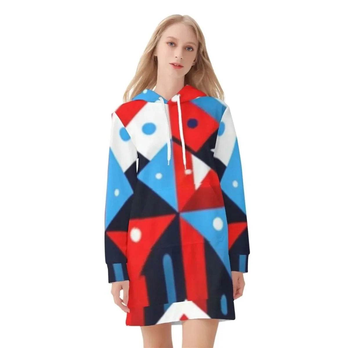 Patriotic Hoodie Dress for Women - Trendy Gamer Style Celebrating USA - Iron Phoenix GHG