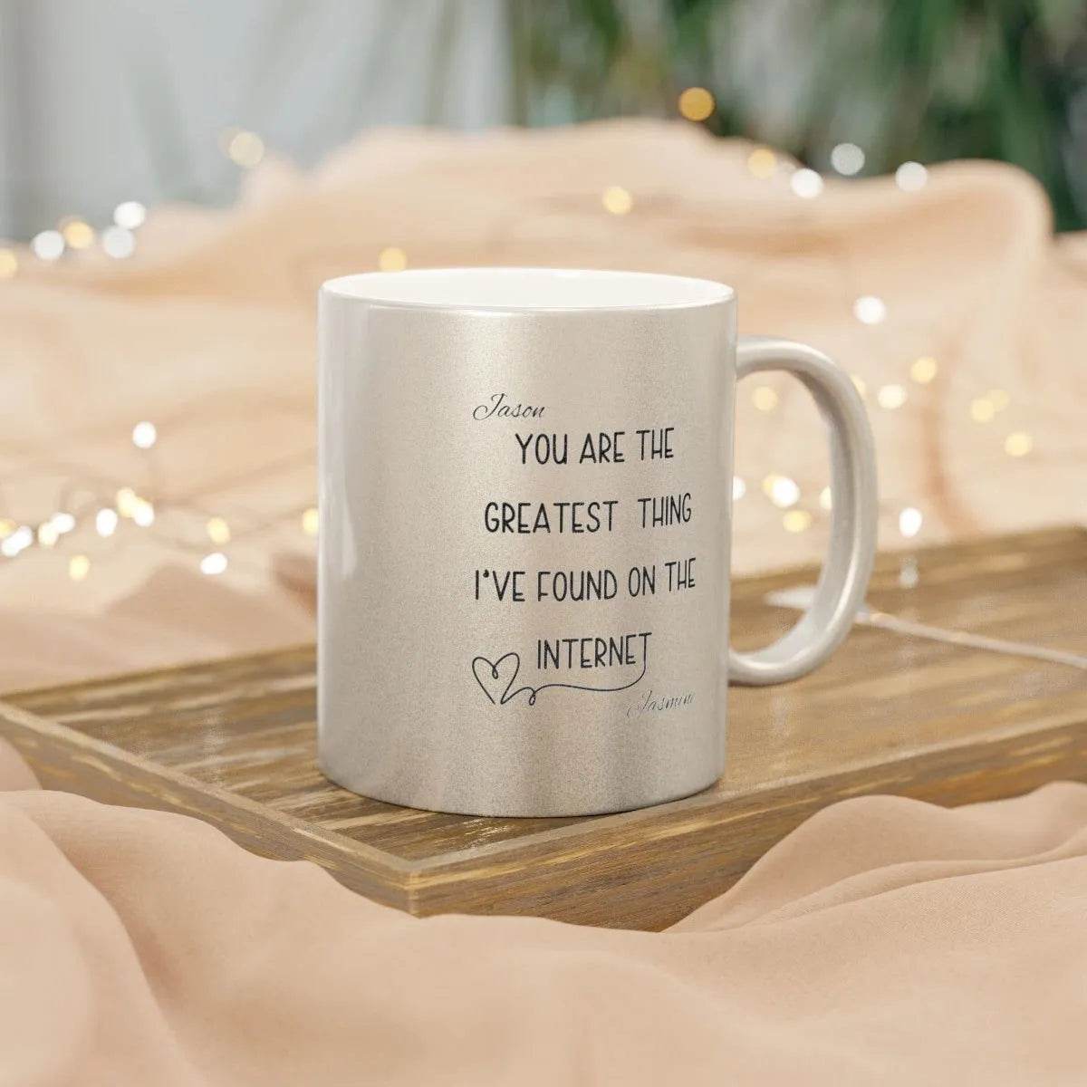 Personalized Metallic Mug - Romantic Wedding or Valentine’s Gift for Gamers - Iron Phoenix GHG
