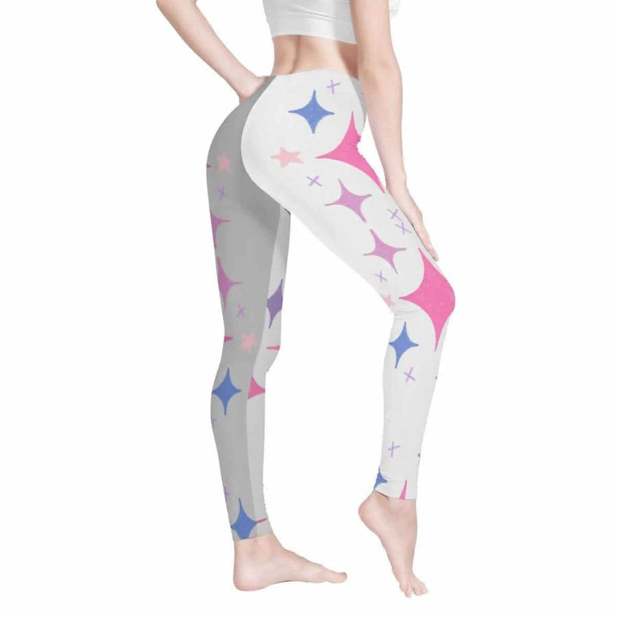 Pink Starburst Print Leggings | Cute Jester Yoga Game Tights - Iron Phoenix GHG