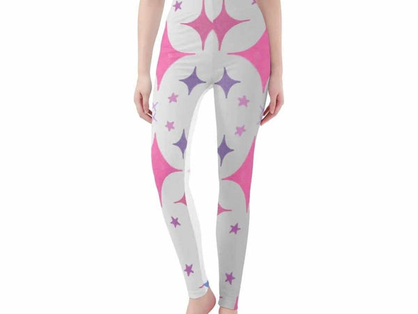 Pink Starburst Print Leggings | Cute Jester Yoga Game Tights