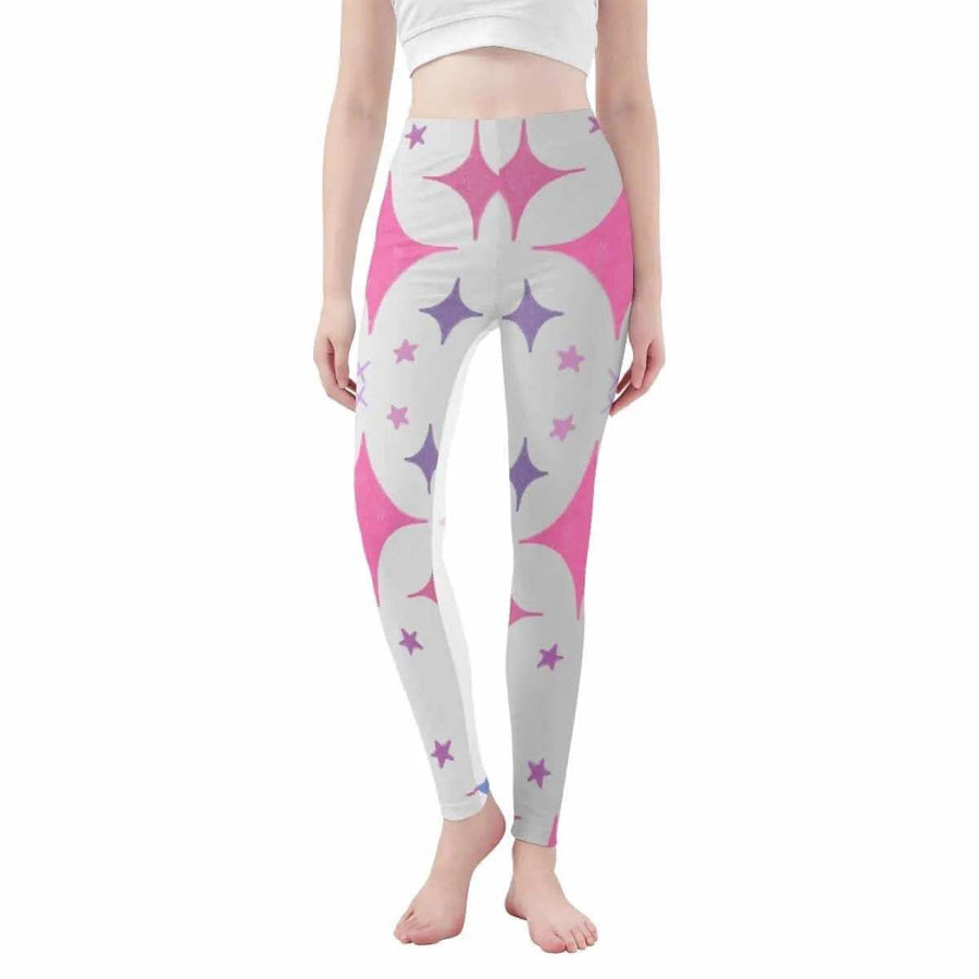 Pink Starburst Print Leggings | Cute Jester Yoga Game Tights