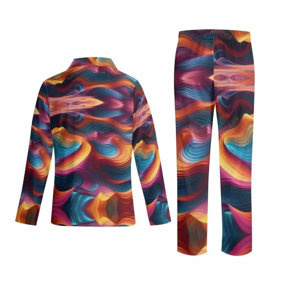 Abstract Wave Pajama Set | Colorful Artistic Loungewear - Iron Phoenix GHG