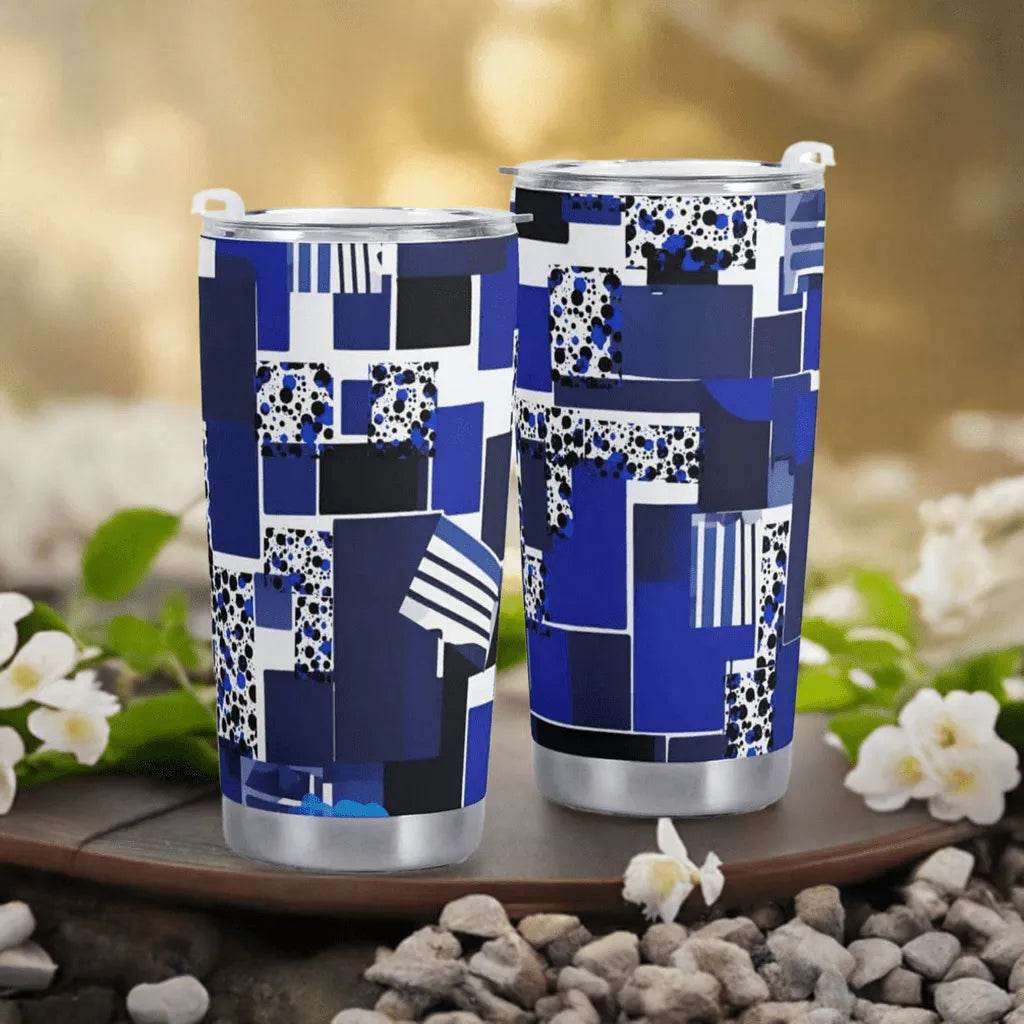 "Blue Matrix" Geometric Travel Mug | Iron Phoenix GHG - Iron Phoenix GHG