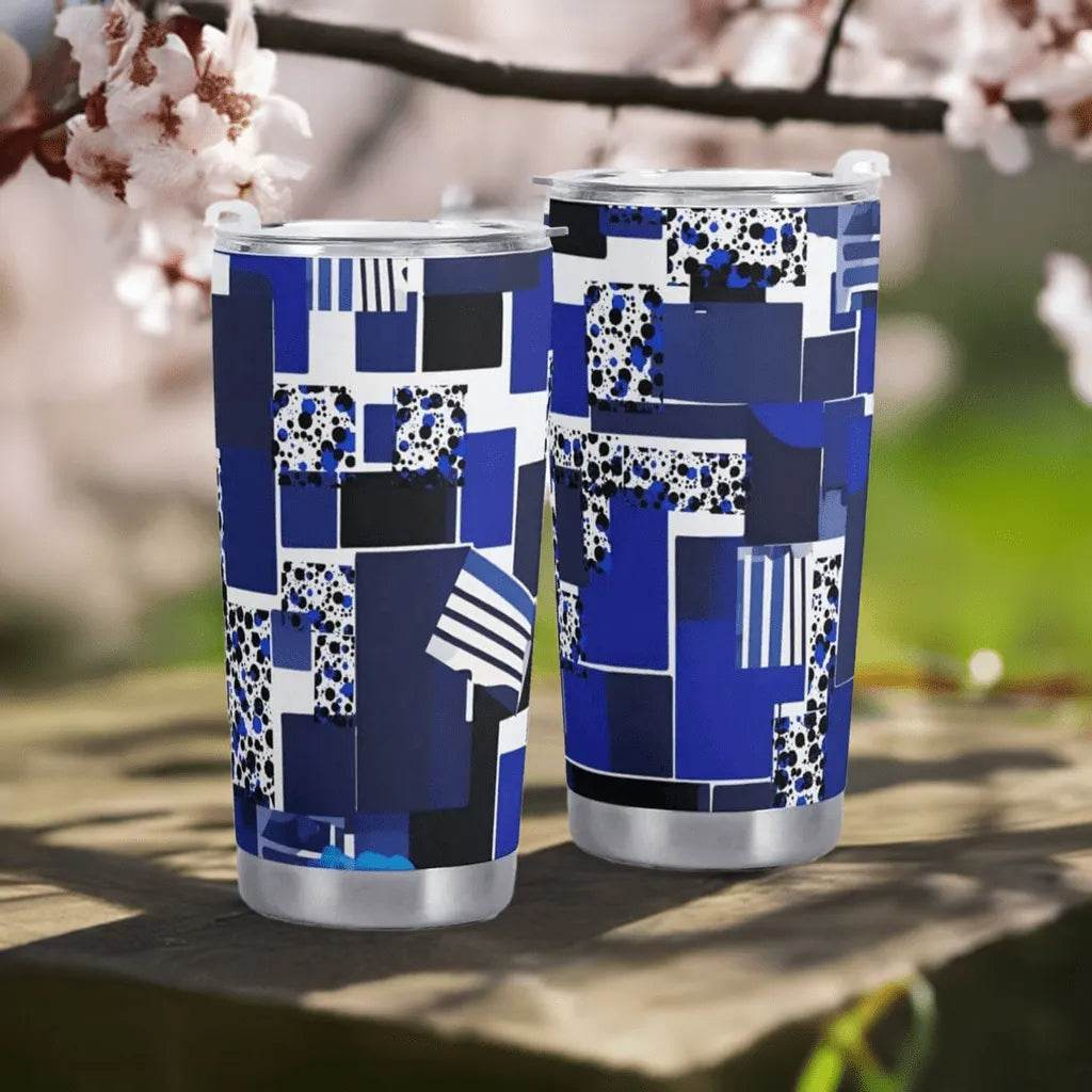 "Blue Matrix" Geometric Travel Mug | Iron Phoenix GHG - Iron Phoenix GHG