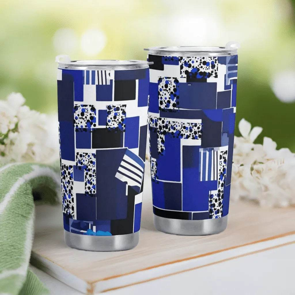 "Blue Matrix" Geometric Travel Mug | Iron Phoenix GHG - Iron Phoenix GHG