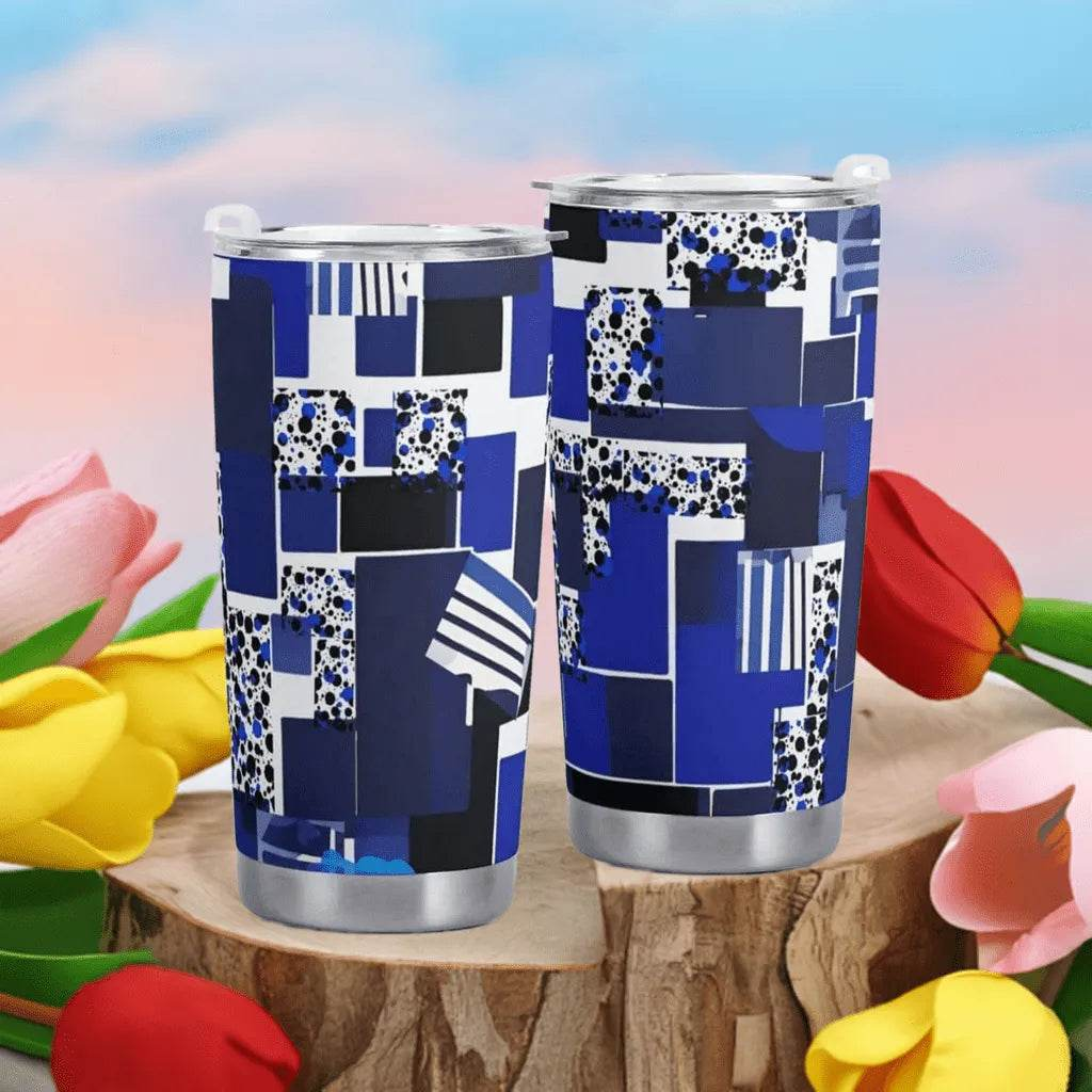 "Blue Matrix" Geometric Travel Mug | Iron Phoenix GHG - Iron Phoenix GHG