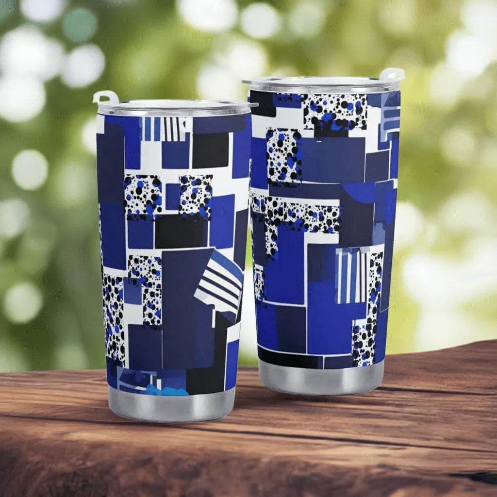 "Blue Matrix" Geometric Travel Mug | Iron Phoenix GHG - Iron Phoenix GHG