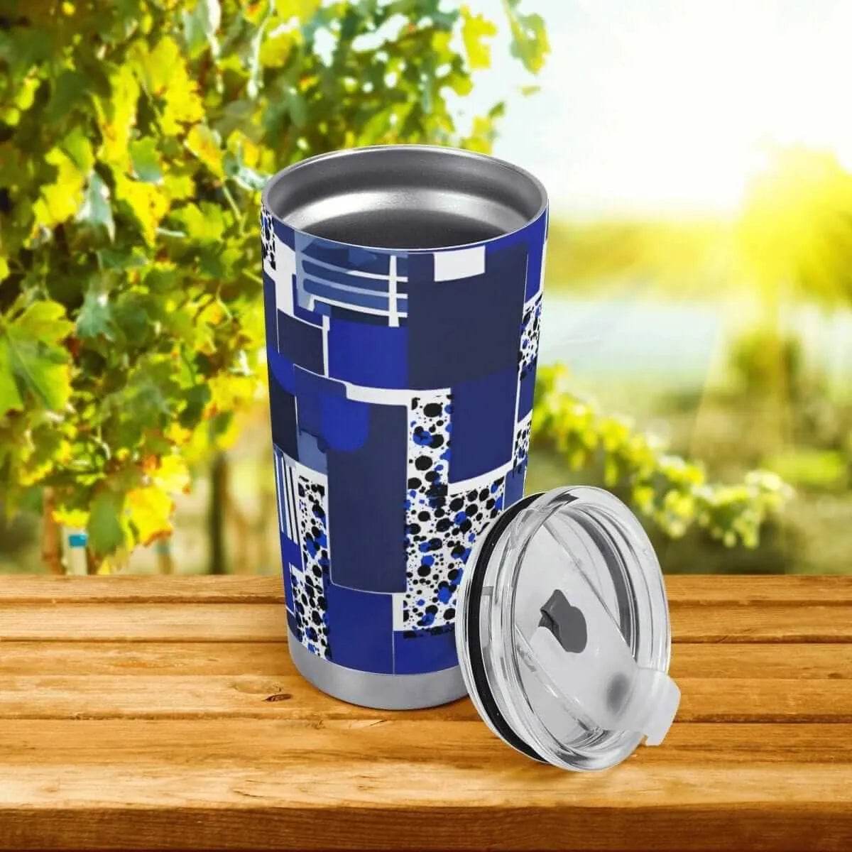 "Blue Matrix" Geometric Travel Mug | Iron Phoenix GHG - Iron Phoenix GHG