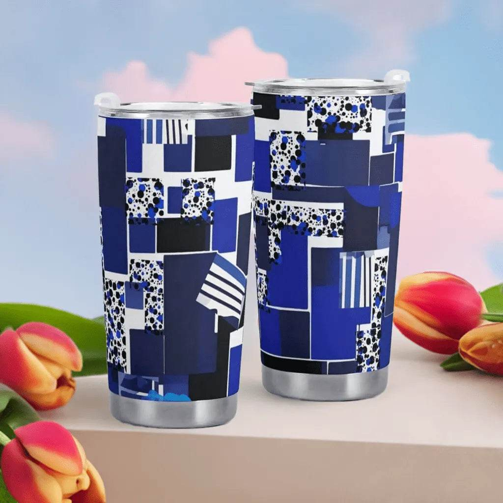 "Blue Matrix" Geometric Travel Mug | Iron Phoenix GHG - Iron Phoenix GHG