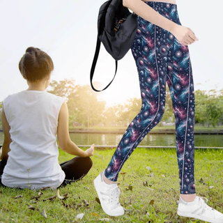 Cosmic Planets Print Leggings | Sci-Fi Yoga Gaming Tights - Iron Phoenix GHG