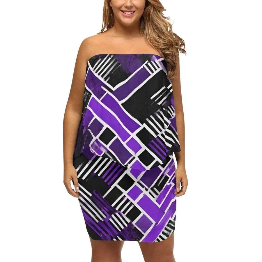 "Matrix" Geometric Print Off-the-Shoulder Dress| Iron Phoenix GHG - Iron Phoenix GHG