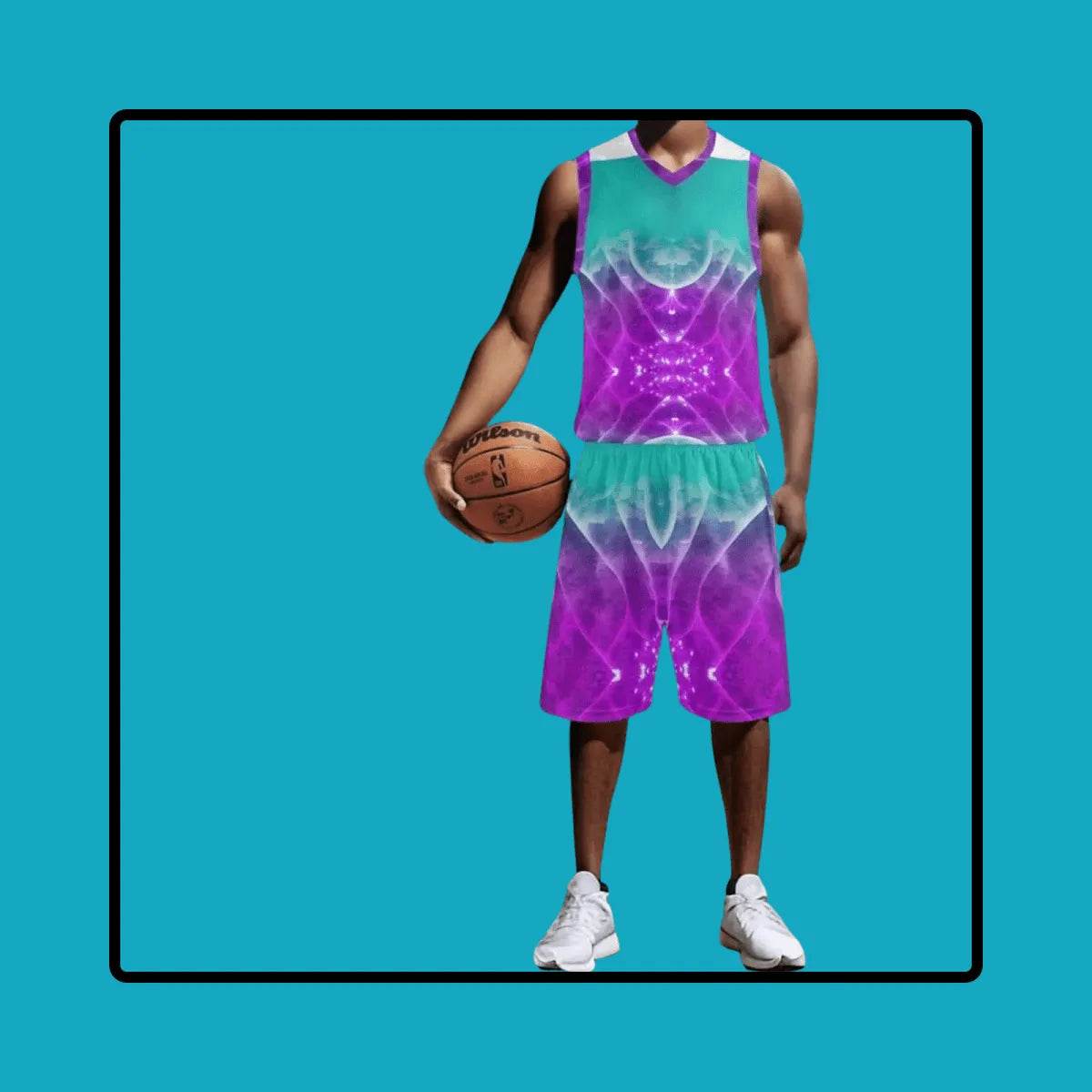 Purple and Teal Mens Summer Short Set for Casual Comfort and Style - Iron Phoenix GHG