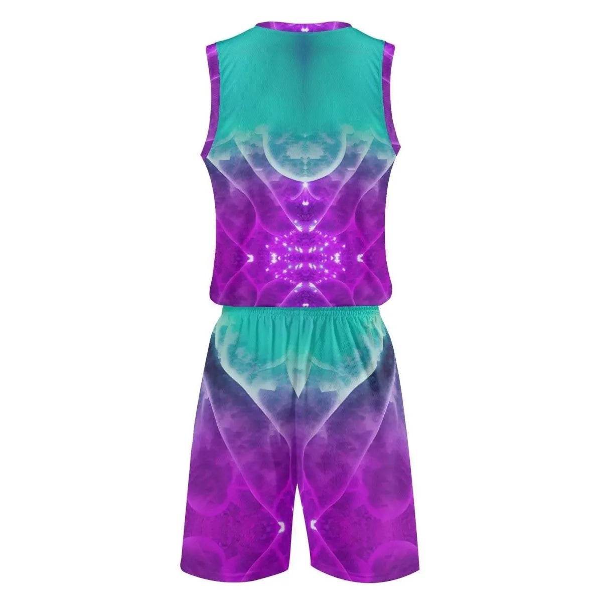 Purple and Teal Mens Summer Short Set for Casual Comfort and Style - Iron Phoenix GHG