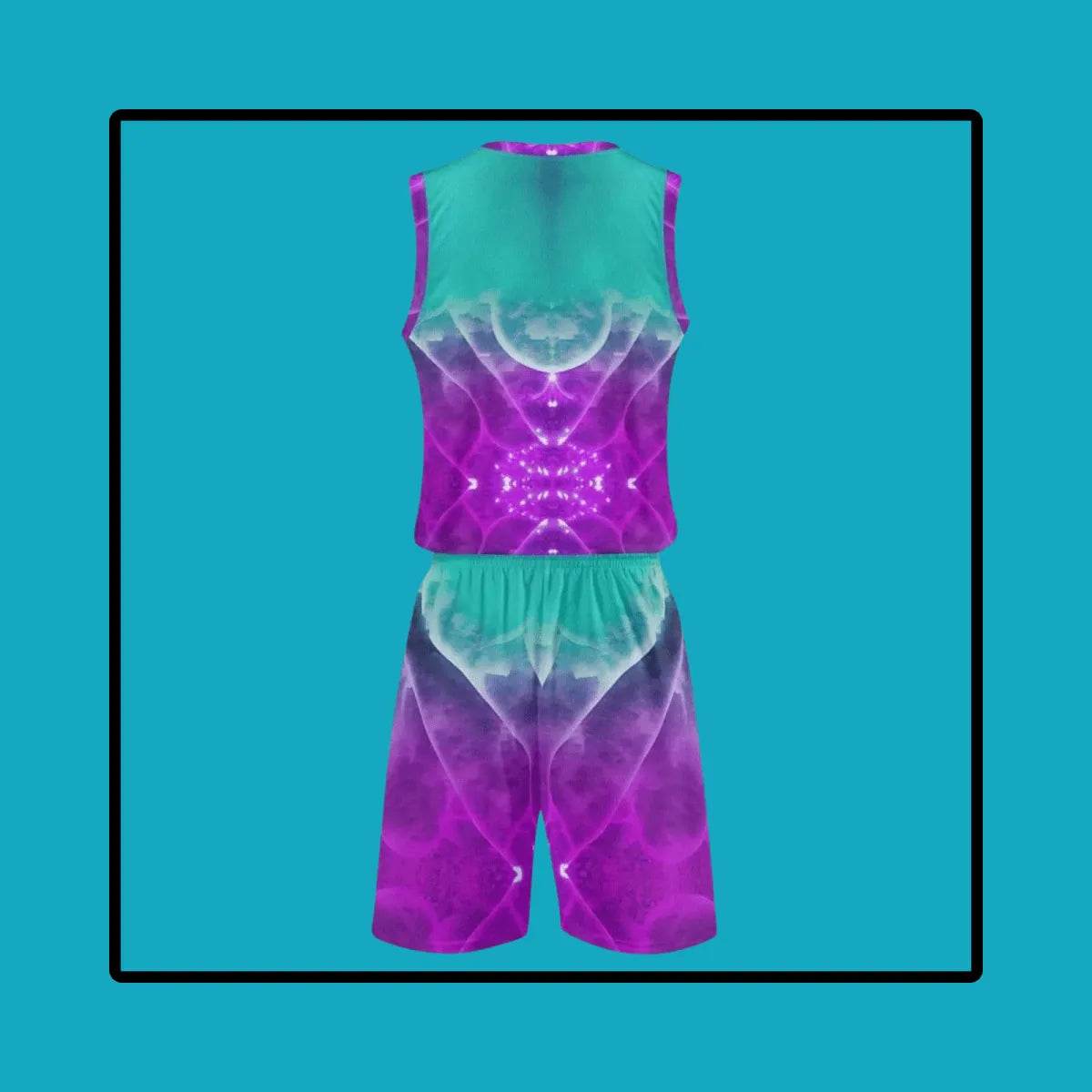 Purple and Teal Mens Summer Short Set for Casual Comfort and Style - Iron Phoenix GHG