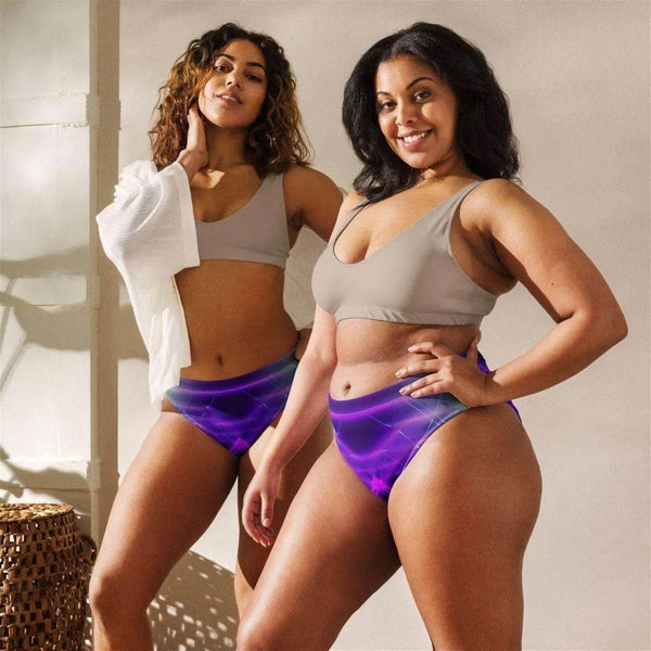 Purple and Yellow Chic Bikini Bottom - Stylish Gamer Beachwear for Trendy Summer Looks - Iron Phoenix GHG