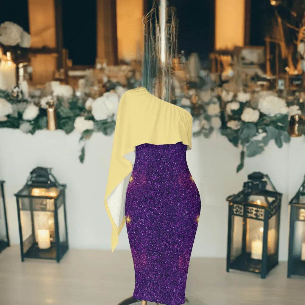 "Cosmic Flare" One-Shoulder Formal Dress - Perfect Gift for Gamers