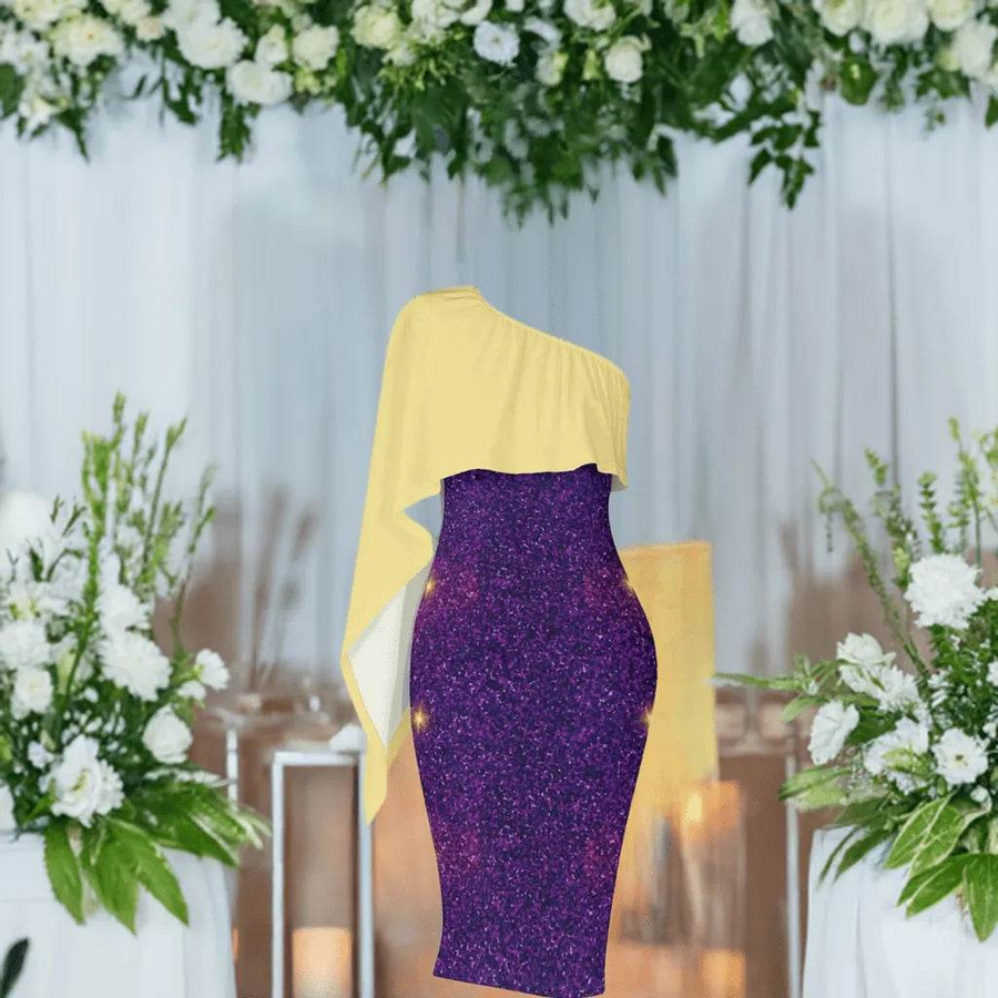 "Cosmic Flare" One-Shoulder Formal Dress - Perfect Gift for Gamers - Iron Phoenix GHG
